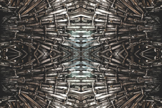 istock Metal knight swords background. The concept Knights. 1166867981