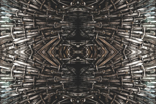 istock Metal knight swords background. The concept Knights. 1166867982