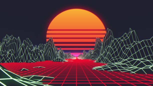 istock 80s Retro Futurism Background. 3d illustration 1166868077