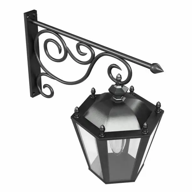 3D rendered illustration of a cast iron wall lamp