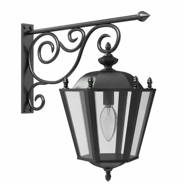 3D rendered illustration of a cast iron wall lamp