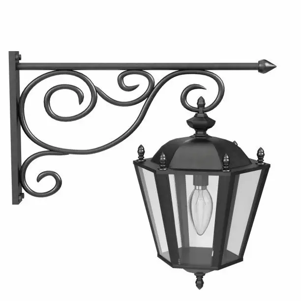 3D rendered illustration of a cast iron wall lamp