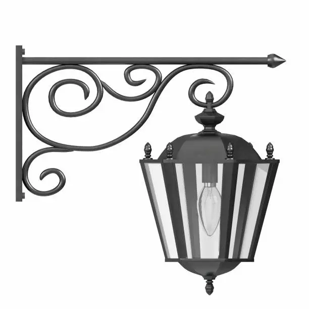 3D rendered illustration of a cast iron wall lamp