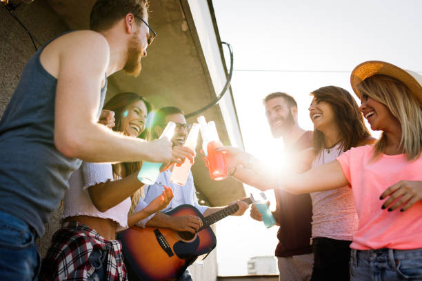 istock Happy group of young friends having fun in summer 1166875949