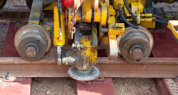 istock Rail excavator on reconstruction of the railway rails 1166877345