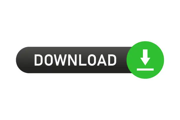 Vector illustration of Download button isolated web element for application or websites. Button for buy or download.