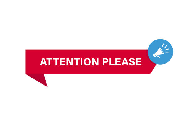 Attention banner. Warning signal template. Ribbon attention sign with megaphone sign. Attention banner. Warning signal template. Ribbon attention sign with megaphone sign. EPS 10 megaphone borders stock illustrations