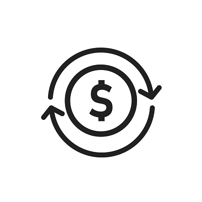 Currency or exchange isolated icon. Transfer dollar sign. Business investment element. Profit icon template. EPS 10