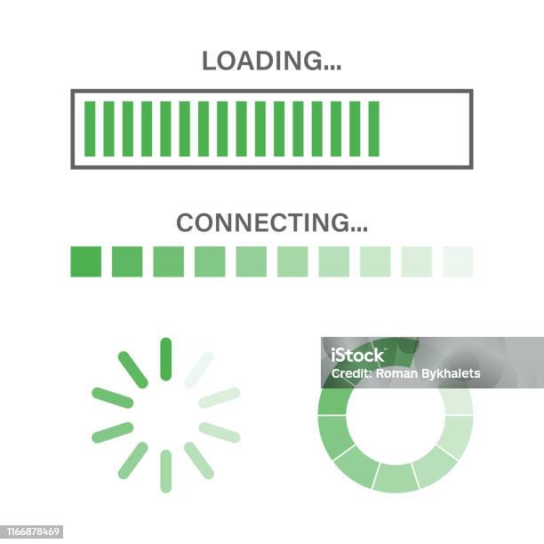 Computer Loading Internet Set Of Loading Process Isolated Vector Internet Load Or Buffering ...