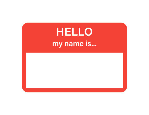 istock Badge or register vector isolated sticker hello my name is in trendy flat style on white background. 1166878498
