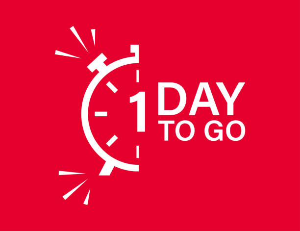 1 day to go isolated vector icon. Red countdown vector sign. Vector alarm of sale or low price. Christmas sales. 1 day to go isolated vector icon. Red countdown vector sign. Vector alarm of sale or low price. Christmas sales. EPS 10 timer stopwatch red isolated stock illustrations