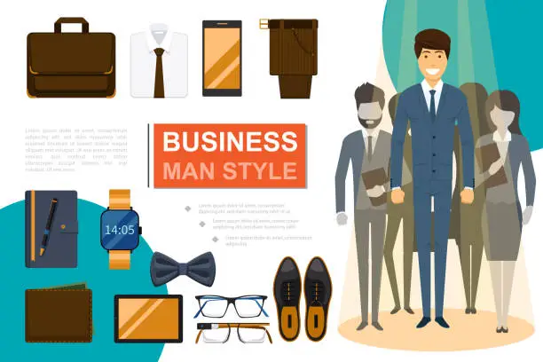 Vector illustration of Flat Businessman Style Composition