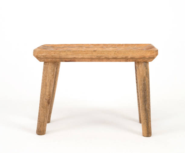 istock Wooden handmade vintage stool on the white isolated background 1166880793