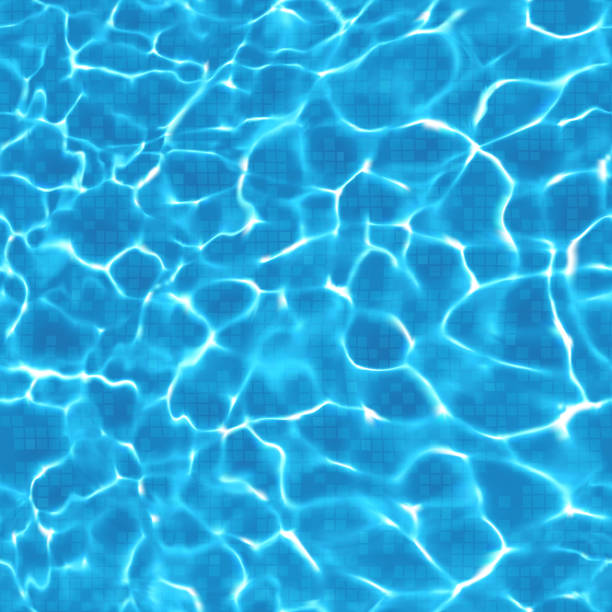 Seamless Swimming Pool Background with Ripples and Reflections This illustrated swimming pool background includes a tiled pool floor and caustic pattern on the surface of the water. This realistic vector design incorporates a gradient mesh that repeats seamlessly both vertically and horizontally and so can be repeated as many times as required. The illustrator 10 file can also be coloured and customised to suit your needs and scaled infinitely without any loss of quality, making it an ideal background for your design project. holiday vacations party mirrored pattern stock illustrations