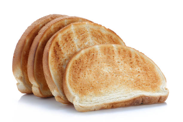 istock Four slices of toast isolated on a white background 1166882866