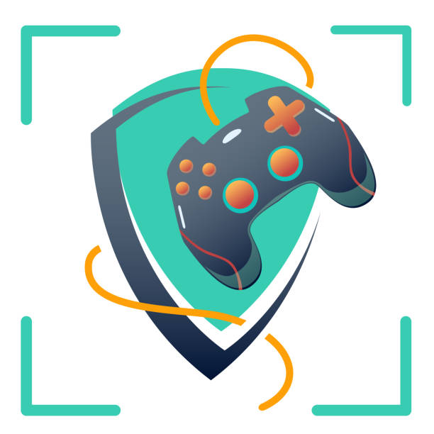 istock e-sport concept, game logo with shield and gamepad in a green frame, vector flat icon in casual style 1166886028