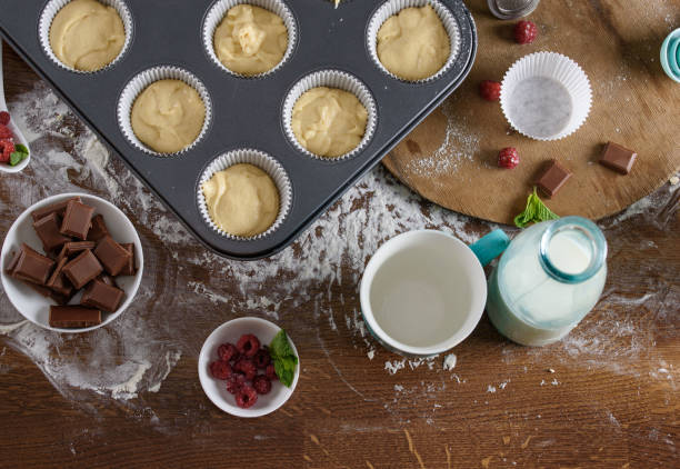 istock Delicious and fragrant muffins with raspberries and chocolate. 1166893535