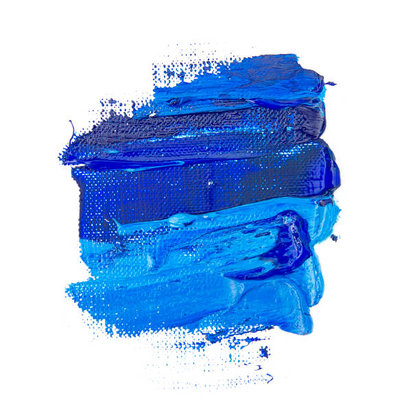 blue paint stroke. - oilpaint imagens e fotografias de stock