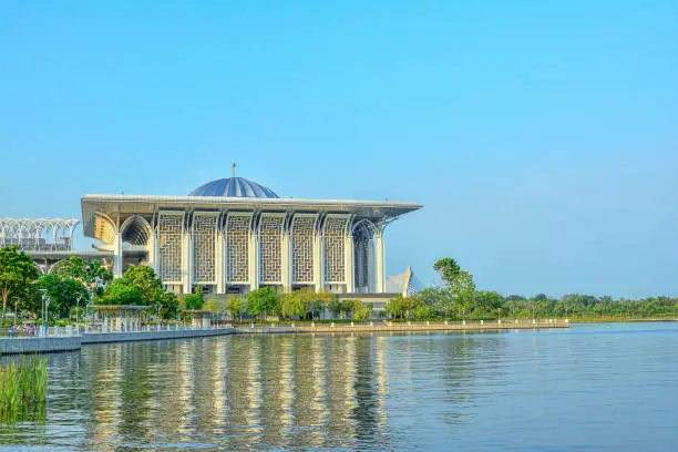 Iron mosque at Putra Jaya city, Malaysian administrative and governmental city in Kuala Lumpur, Malaysia