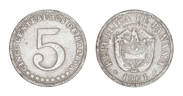 istock Panama coin 5 centesimos 1961, isolated on white background 1166898680