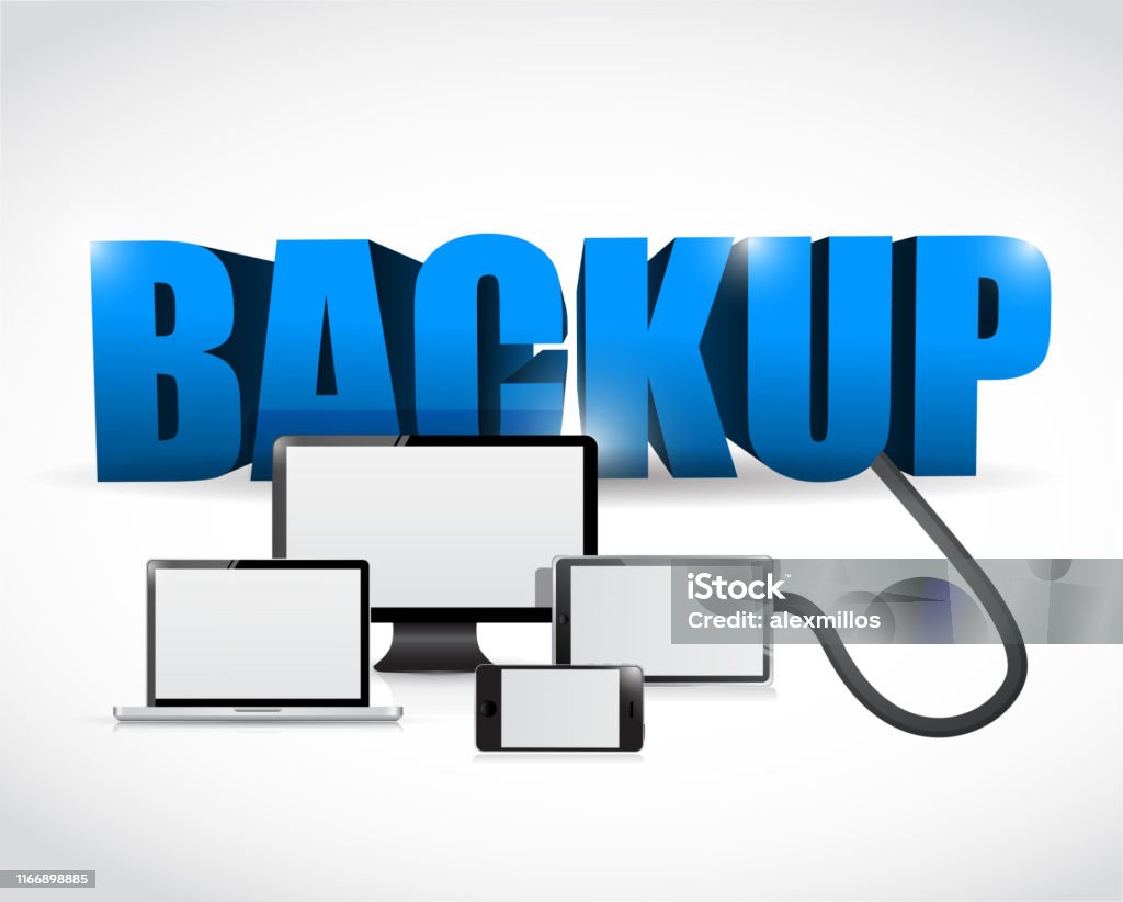 Machine Back Up Sign Backup Sign Connected To Electronics Stock Illustration - Download ...