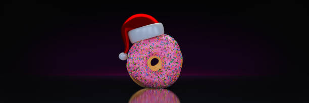 istock donut with santa hat. Christmas concept. 3d rendering 1166901703