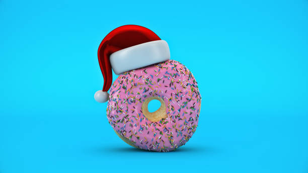 istock donut with santa hat. Christmas concept. 3d rendering 1166901720
