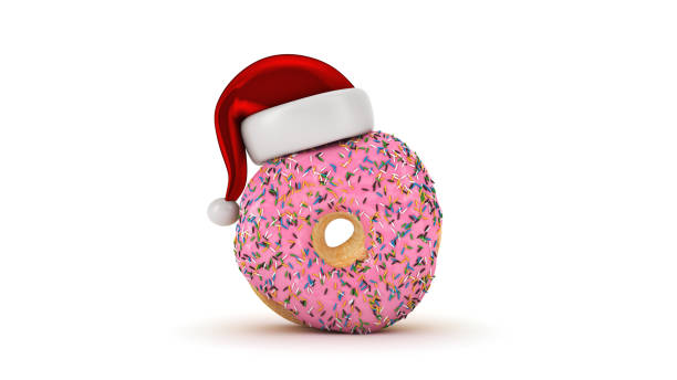 istock donut with santa hat. Christmas concept. 3d rendering 1166902013