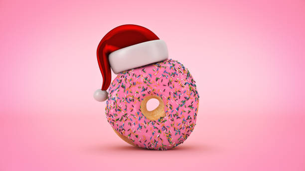 istock donut with santa hat. Christmas concept. 3d rendering 1166902105