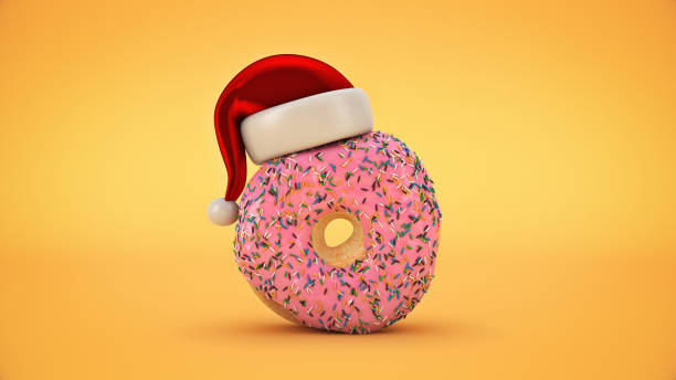 istock donut with santa hat. Christmas concept. 3d rendering 1166902277