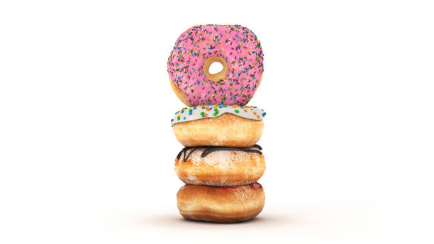 istock Delicious colorful donut set. 3d rendering 1166902969