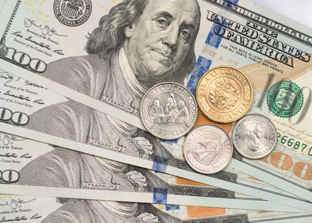 istock Tonga coin on top of dollar bills 1166908096
