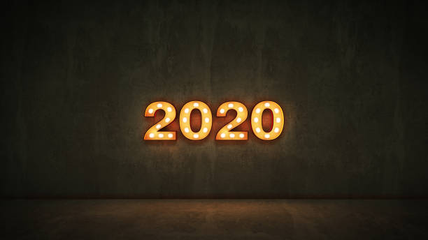 istock marquee light 2020 letter sign, New Year 2020. 3d rendering 1166911723