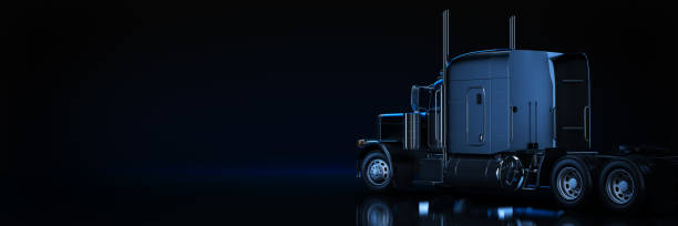 istock Black heavy truck. 3d rendering 1166911731