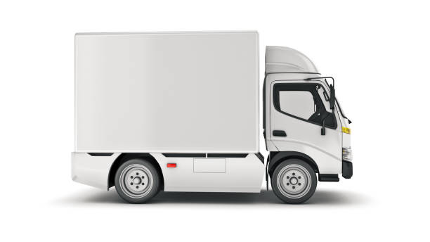 camión de reparto blanco. renderizado 3d - small truck fotografías e imágenes de stock