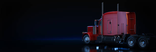 istock Red heavy truck. 3d rendering 1166912493