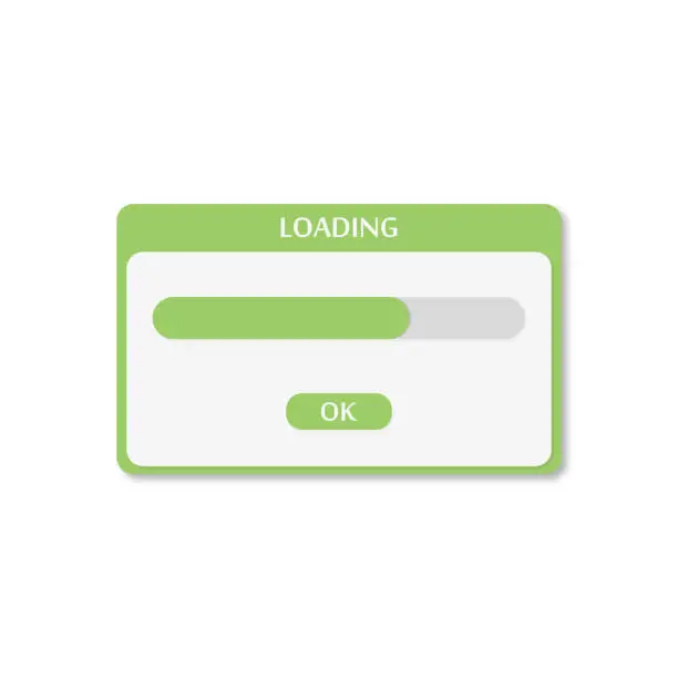 Vector illustration of loading window, visible progress bar, flat illustration