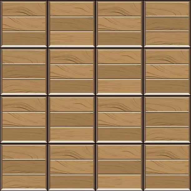 Vector illustration of Abstract seamless pattern of brown wood parquet floor tiles.Design geometric mosaic texture for the decoration of the bedroom, vector illustration