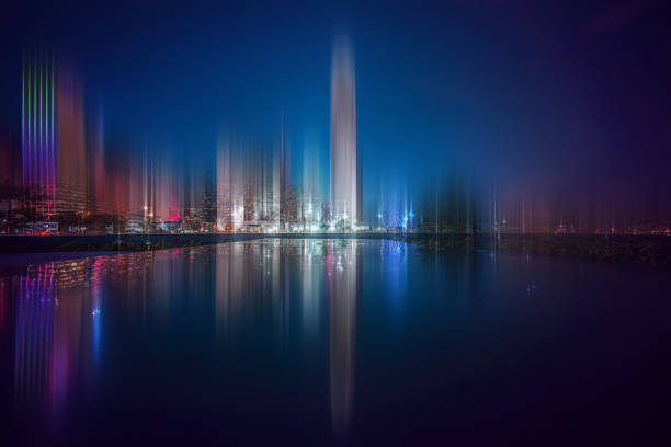 istock Vertical motion blur Hong Kong City background 1166928776