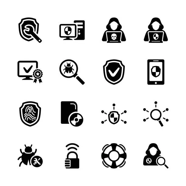 Vector illustration of Internet Security & Antivirus Icons
