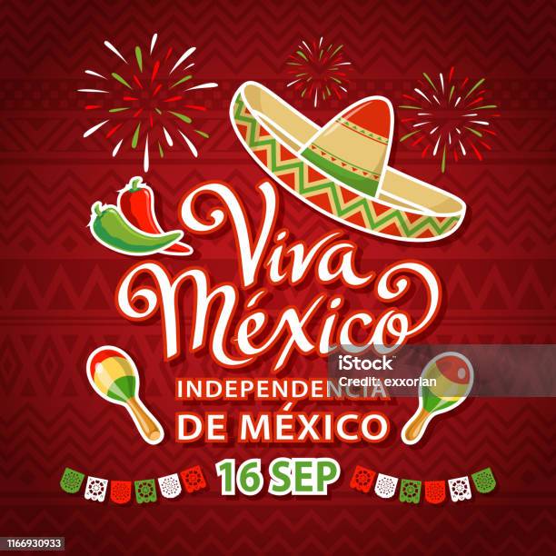 Празднование Независимости Viva Mexico — стоковая векторная графика и другие изображения на тему Мексика - Мексика, Культура Мексики, Вечеринка