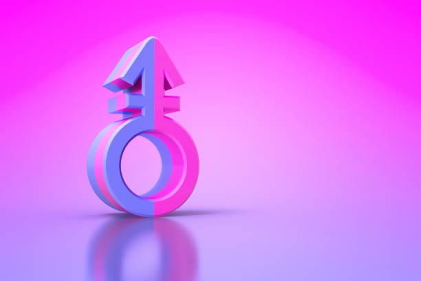 青とピンクの背景にトランスジェンダーの色のシンボル。アイデアとリーダーシップは、コピースペースとコンセプス。3dイラスト。 - sex object ストックフォトと画像