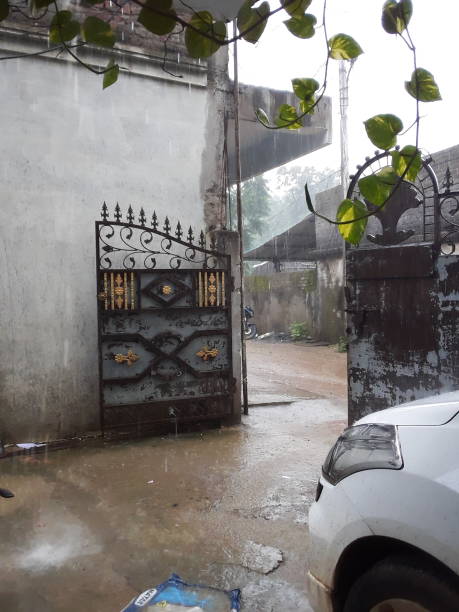 istock Open main gate of a house. Boundary  big iron gate. Strong gate. 1166938646