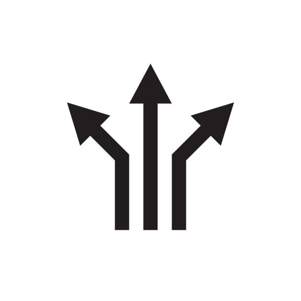 ilustrações de stock, clip art, desenhos animados e ícones de three arrows - black web icon vector illustration. direction sign. graphic design element. - version 3
