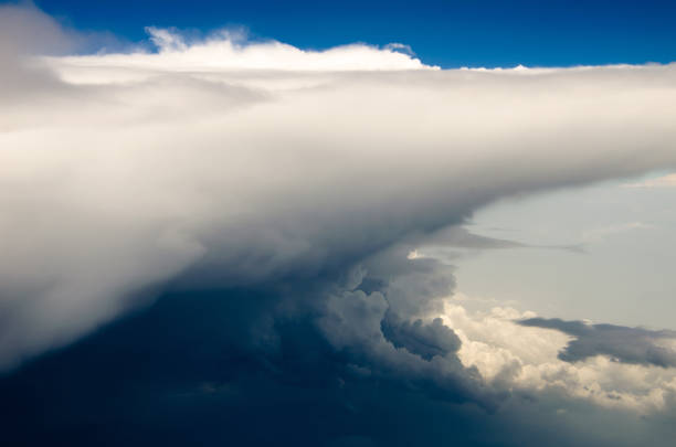 View of clouds from the heights highlighting its texture and the capricious forms of nature