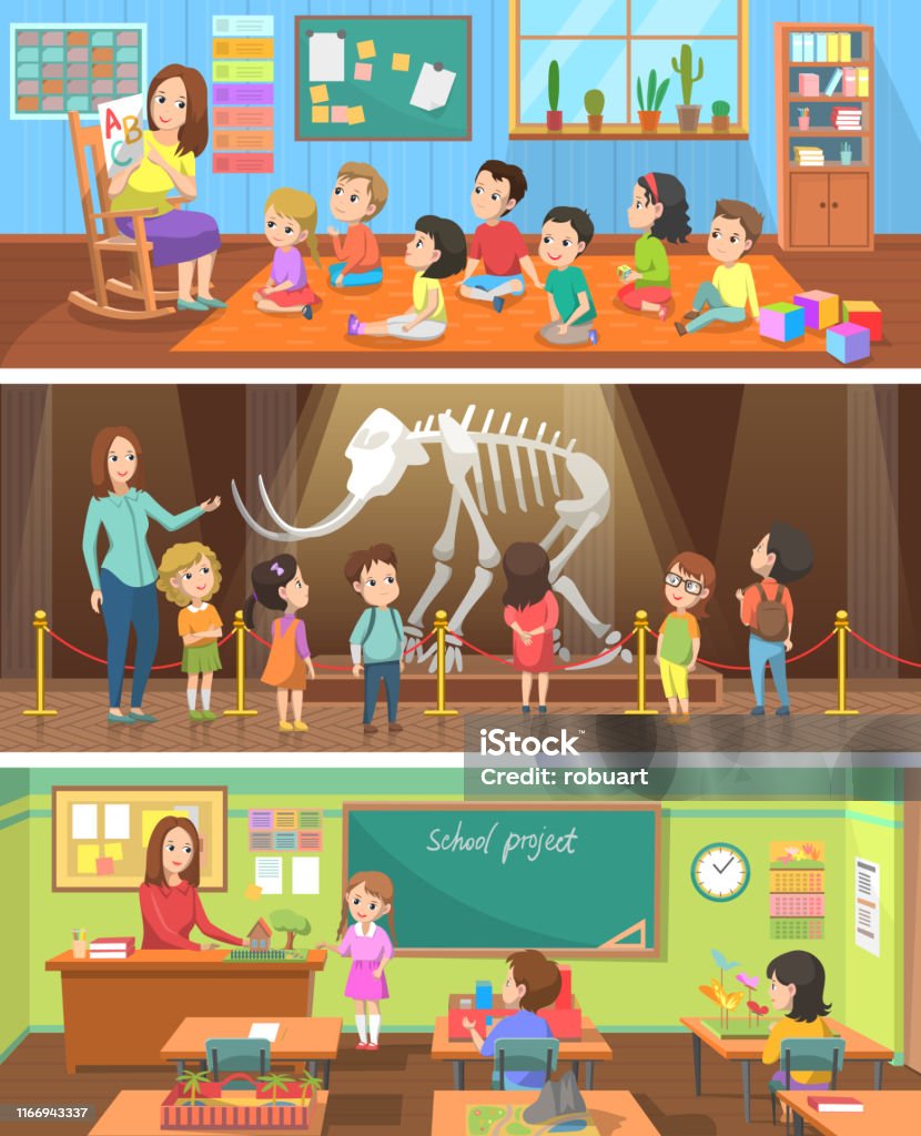 School Education And Lessons Samples Color Banner Stock Illustration -  Download Image Now - Classroom, History, Child - iStock