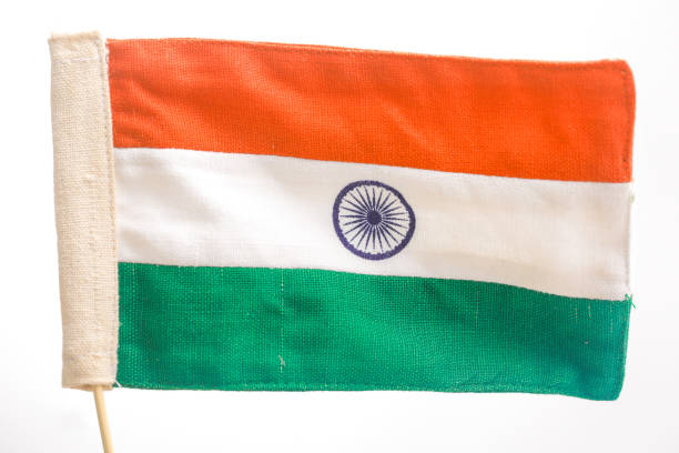 istock Indian tricolor flag over white background 1166945501