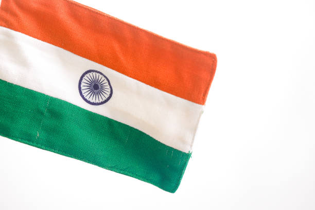 istock Indian tricolor flag over white background 1166945508