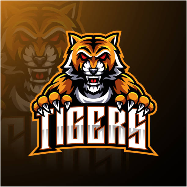 illustrations, cliparts, dessins animés et icônes de conception de logo de mascotte de visage de tigre - characters sport animal baseballs