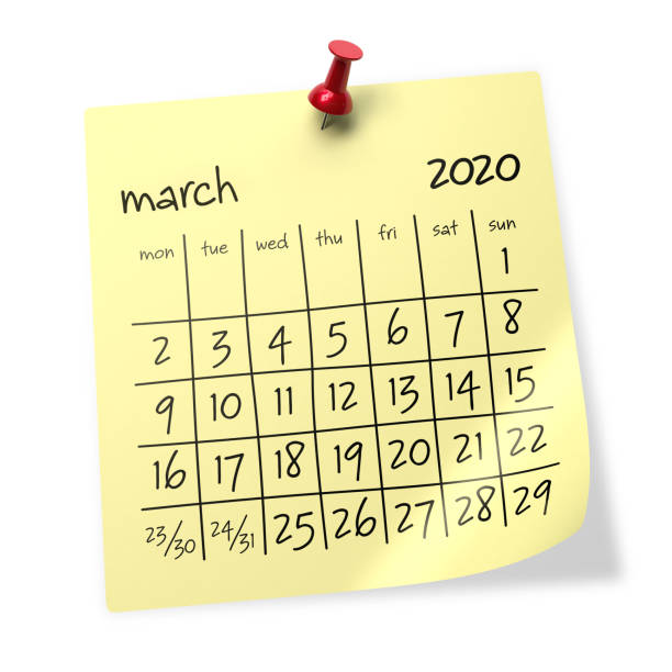 istock March 2020 Calendar. Isolated on White Background. 3D Illustration 1166950283